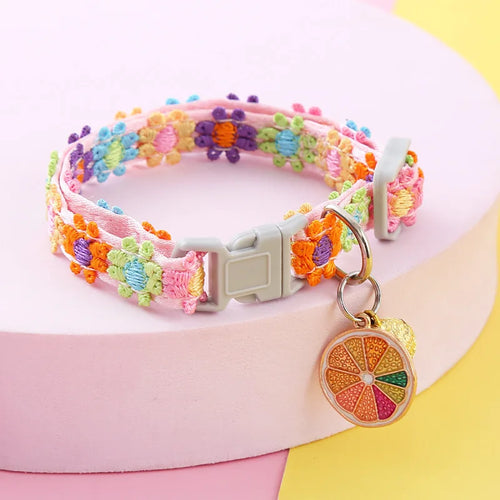 Blumen-Halsband mit Glöckchen in Gelb für Katzen und kleine Hunde – Petix
